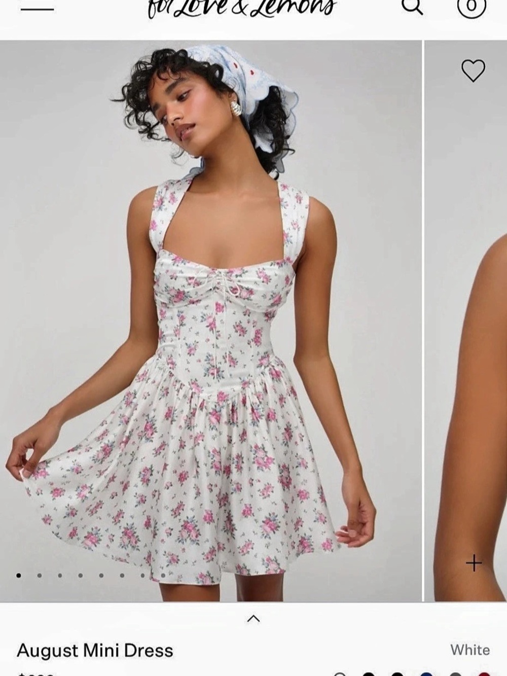 For Love & Lemons August Mini Dress White & Pink